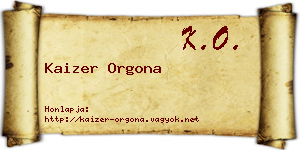 Kaizer Orgona névjegykártya